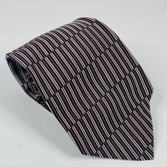 Talbott Studio Nordstron 100% Silk Necktie Tie Striped Red White 3 3/4 x 56 1/2 - Picture 1 of 3